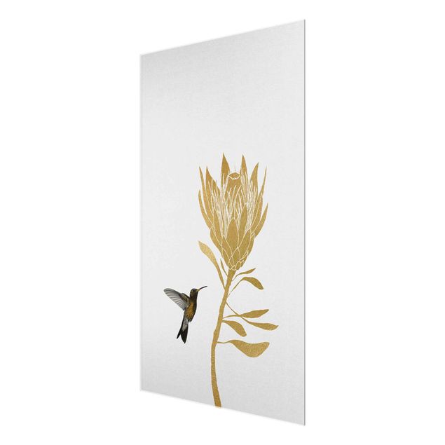 Tableros magnéticos de vidrio Hummingbird And Tropical Golden Blossom