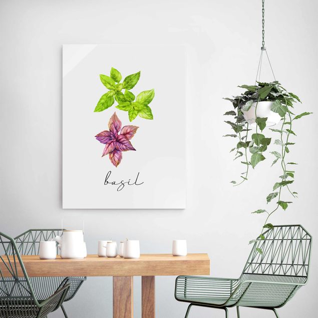 Cuadros de cristal flores Herbs Illustration Basil