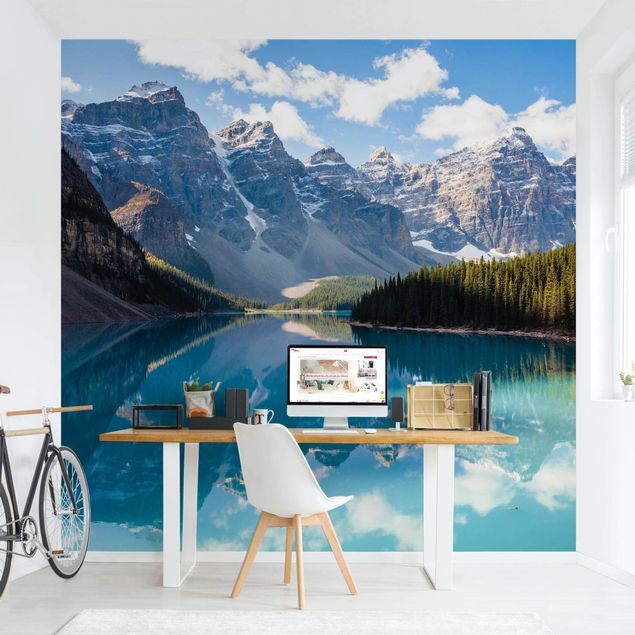 Papel pintado salón moderno Crystal Clear Mountain Lake