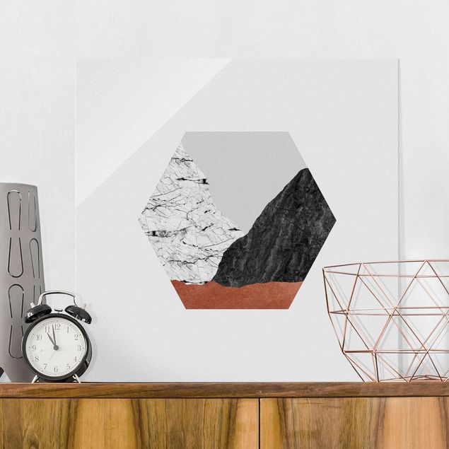 Cuadros de cristal montañas Copper Mountains Hexagonal Geometry