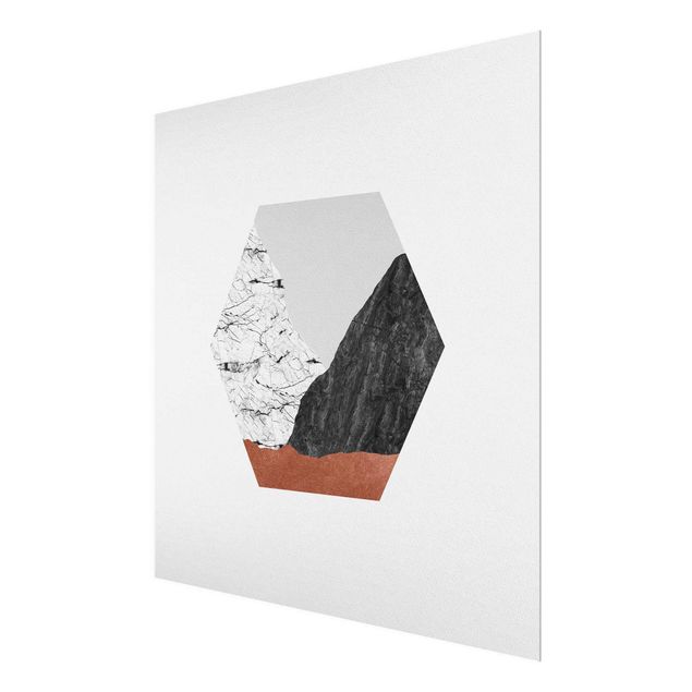 Cuadros modernos blanco y negro Copper Mountains Hexagonal Geometry