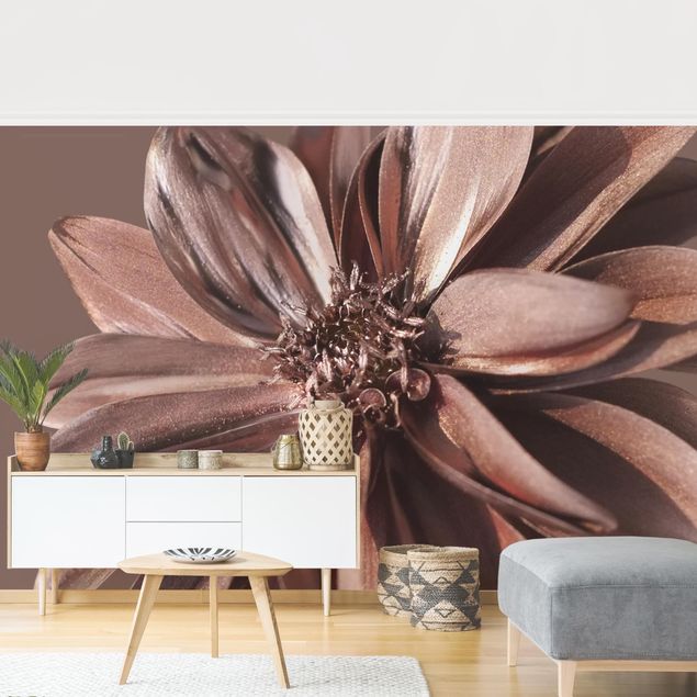 Papel pintado flores Copper Golden Dahlia Dream