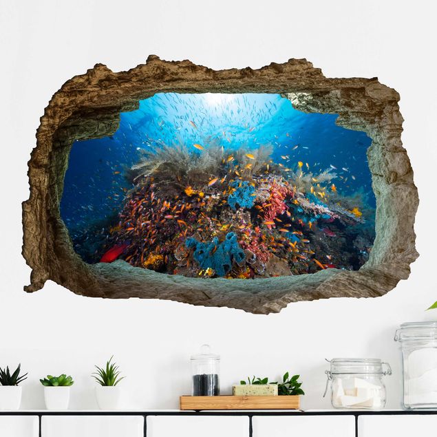 Vinilo 3d pared 3D lagoon underwater