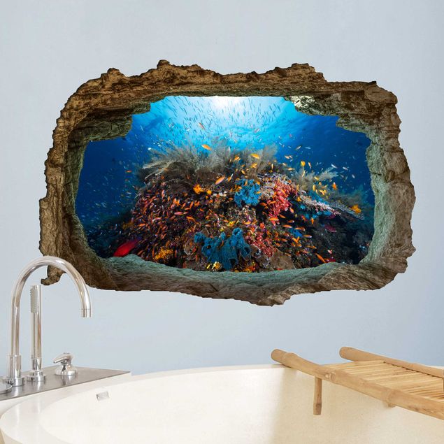 Vinilos pared 3D lagoon underwater