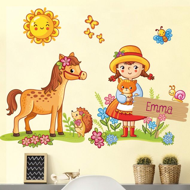 Decoración infantil pared Country girl with desired name