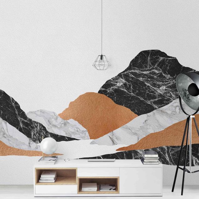 Papel pintado montañas infantil Landscape In Marble And Copper II