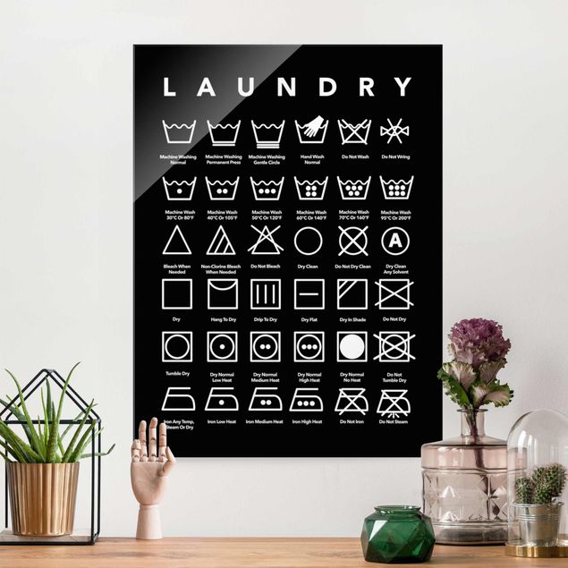 Decoración en la cocina Laundry Symbols Black And White