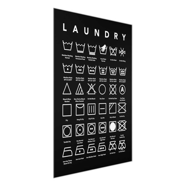 Cuadros con frases motivadoras Laundry Symbols Black And White