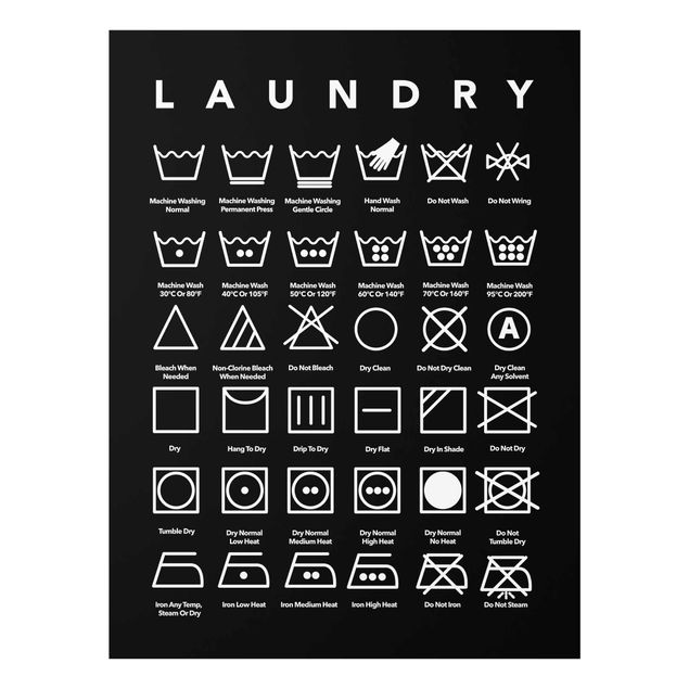 Cuadros modernos blanco y negro Laundry Symbols Black And White