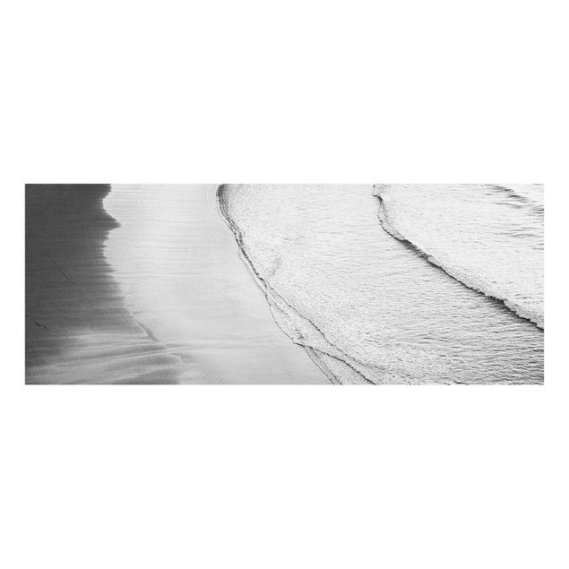 Cuadros de cristal blanco y negro Soft Waves On The Beach Black And White