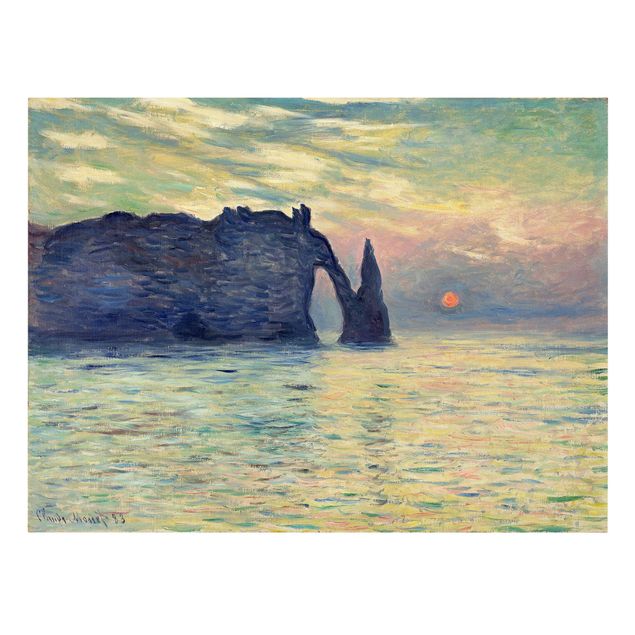 Lienzos mar Claude Monet - The Cliff, Étretat, Sunset