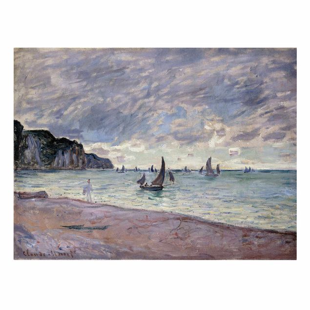 Estilos artísticos Claude Monet - Fishing Boats In Front Of The Beach And Cliffs Of Pourville