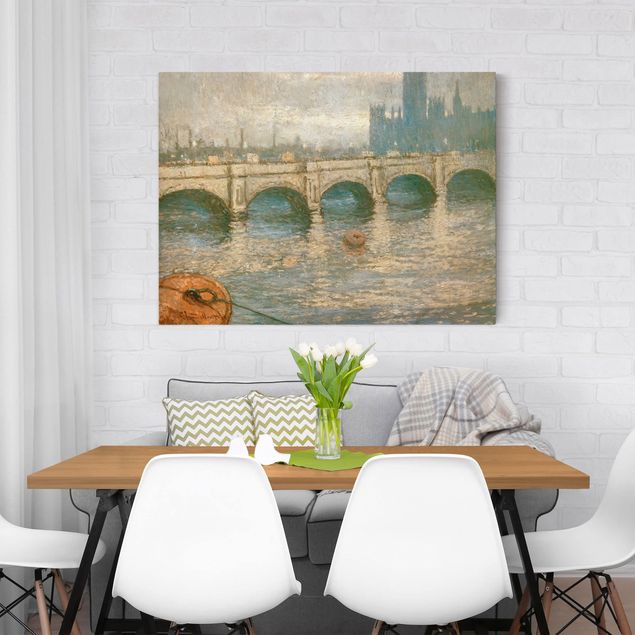 Cuadro del Impresionismo Claude Monet - Thames Bridge And Parliament Building In London