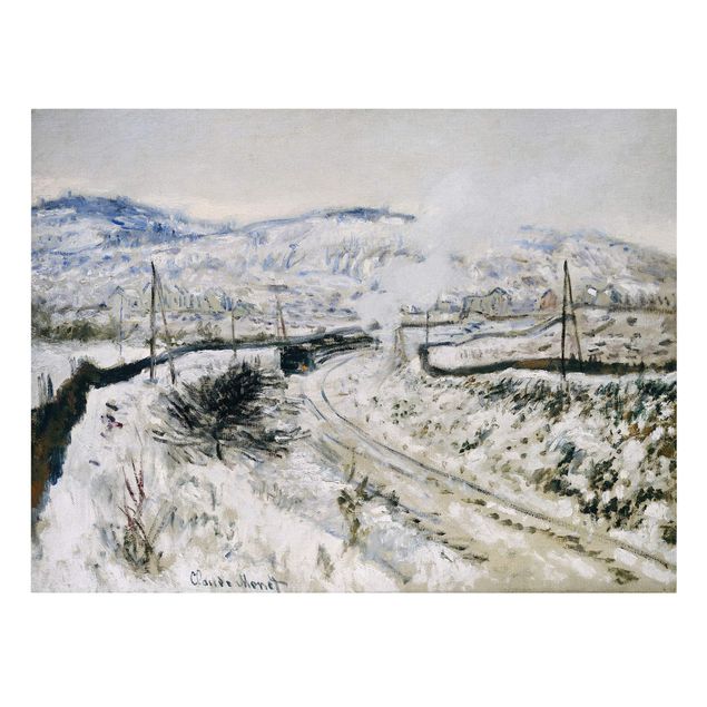 Lienzos de montañas Claude Monet - Train In The Snow At Argenteuil