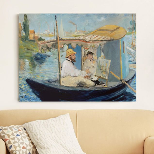 Decoración en la cocina Edouard Manet - Claude Monet Painting On His Studio Boat