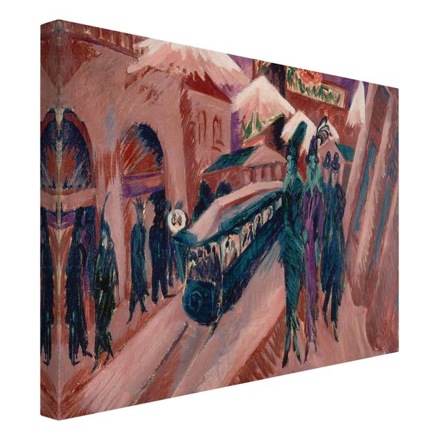 Lienzos de cuadros famosos Ernst Ludwig Kirchner - Leipziger Street With Eectric Train