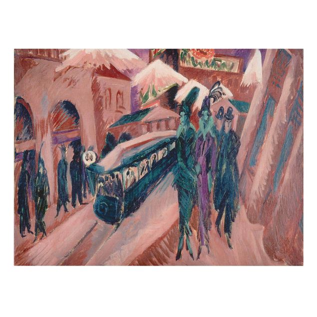 Láminas de cuadros famosos Ernst Ludwig Kirchner - Leipziger Street With Eectric Train