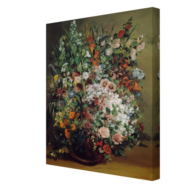 Cuadros en lienzo de flores Gustave Courbet - Bouquet of Flowers in a Vase