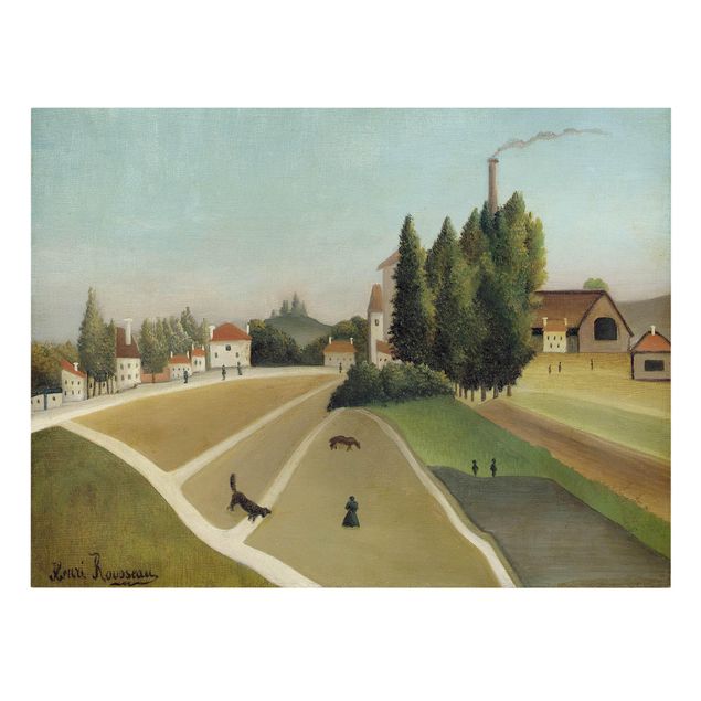 Lienzos de cuadros famosos Henri Rousseau - Landscape With Factory