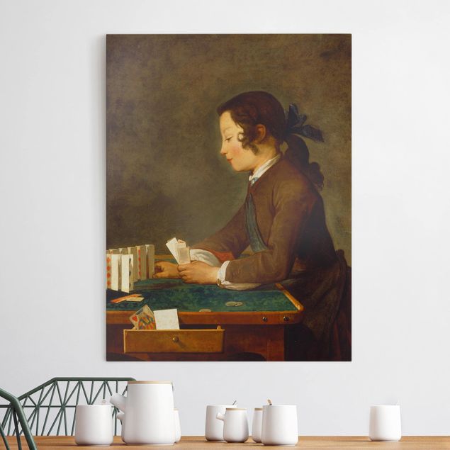 Decoración cocina Jean-Baptiste Siméon Chardin - Young Girl (young Boy?) builds a House of Cards