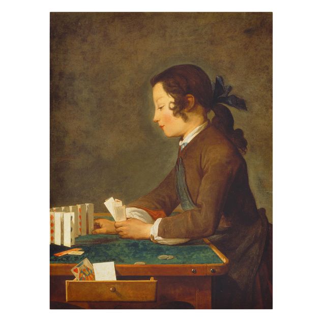 Barroco cuadro Jean-Baptiste Siméon Chardin - Young Girl (young Boy?) builds a House of Cards
