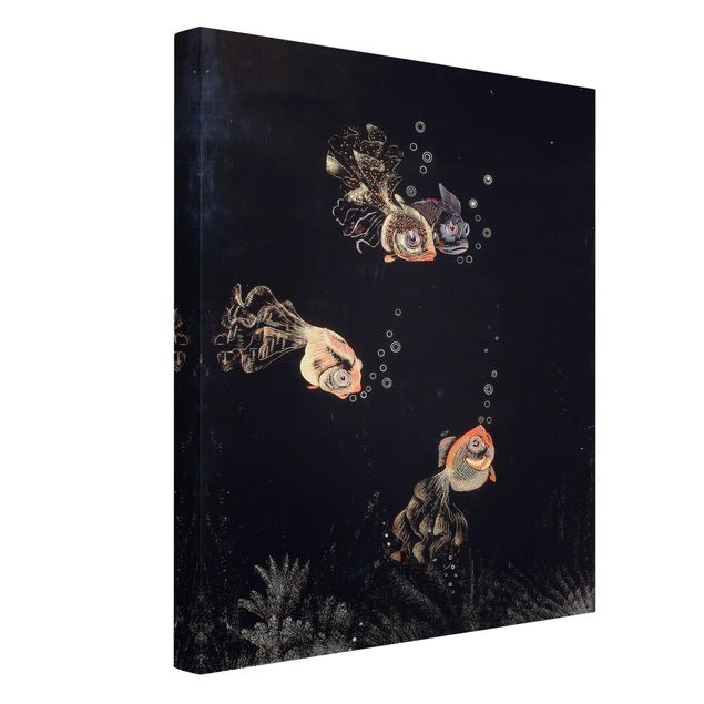 Reproducciones de cuadros Jean Dunand - Underwater Scene with red and golden Fish, Bubbles