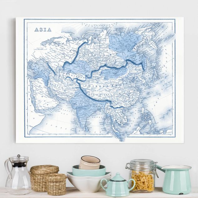 Decoración cocina Map In Blue Tones - Asia
