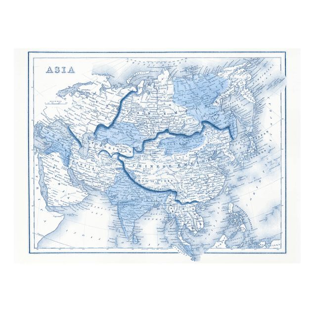 Cuadro azul Map In Blue Tones - Asia