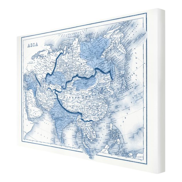 Cuadros decorativos Map In Blue Tones - Asia