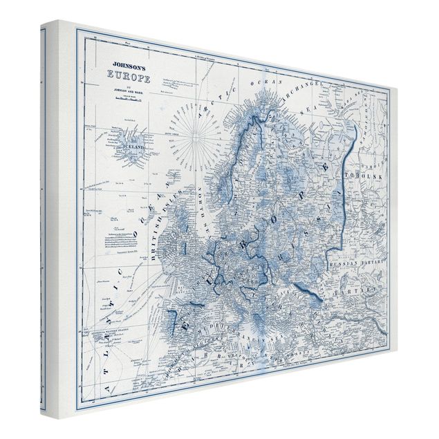 Lienzo vintage Map In Blue Tones - Europe