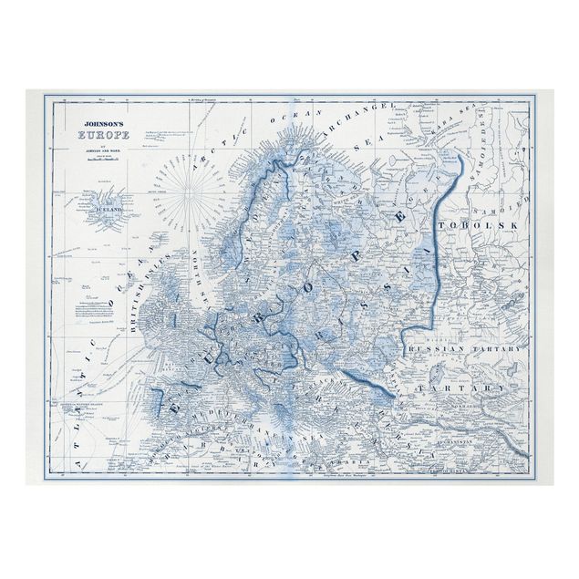 Cuadro azul Map In Blue Tones - Europe