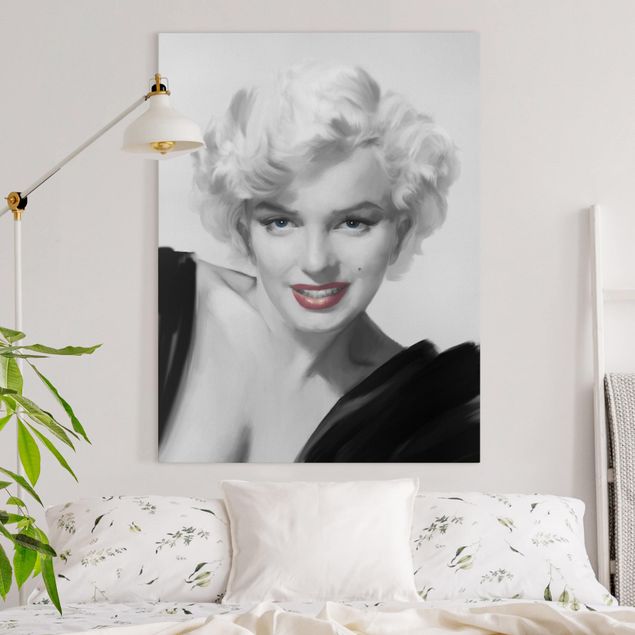 Lienzos blanco y negro Marilyn On Sofa