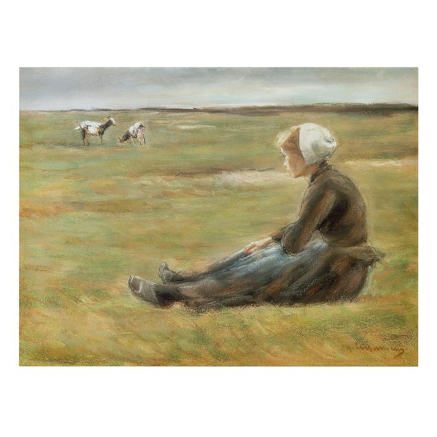 Lienzos de cuadros famosos Max Liebermann - Goat Herdess In Sand Dunes