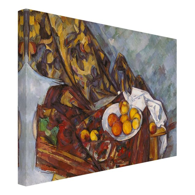 Reproducciones de cuadros Paul Cézanne - Still Life, Flower Curtain, And Fruits