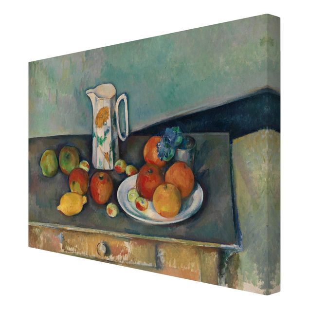 Lienzos de cuadros famosos Paul Cézanne - Still Life With Milk Jug And Fruit