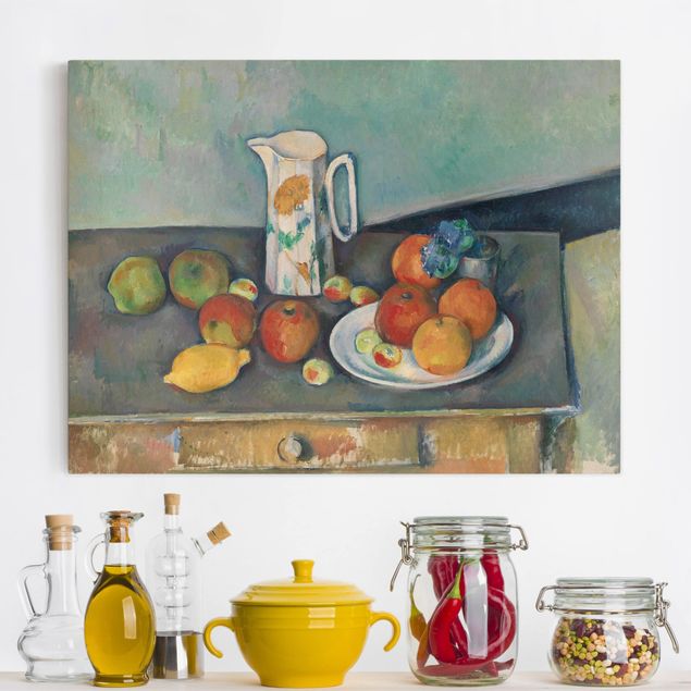 Decoración de cocinas Paul Cézanne - Still Life With Milk Jug And Fruit