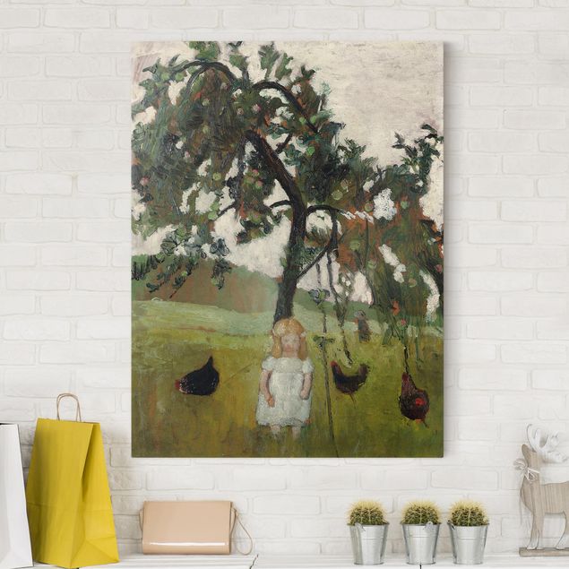 Cuadros de Expresionismo Paula Modersohn-Becker - Elsbeth with Chickens under Apple Tree