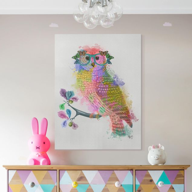 Decoración habitacion bebé Rainbow Splash Owl