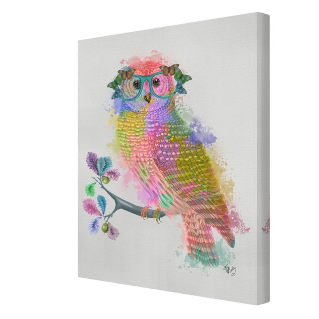 Cuadros en lienzo Rainbow Splash Owl