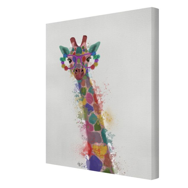 Cuadros infantiles animales Rainbow Splash Giraffe