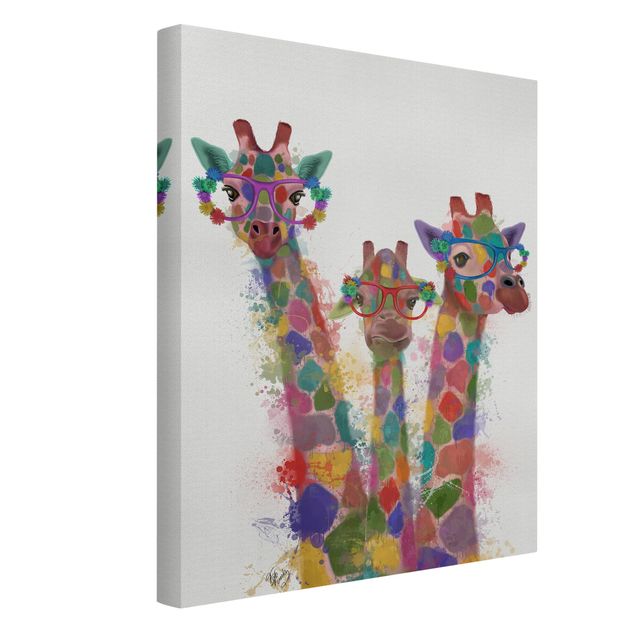 Lienzos animales Rainbow Splash Giraffe Trio