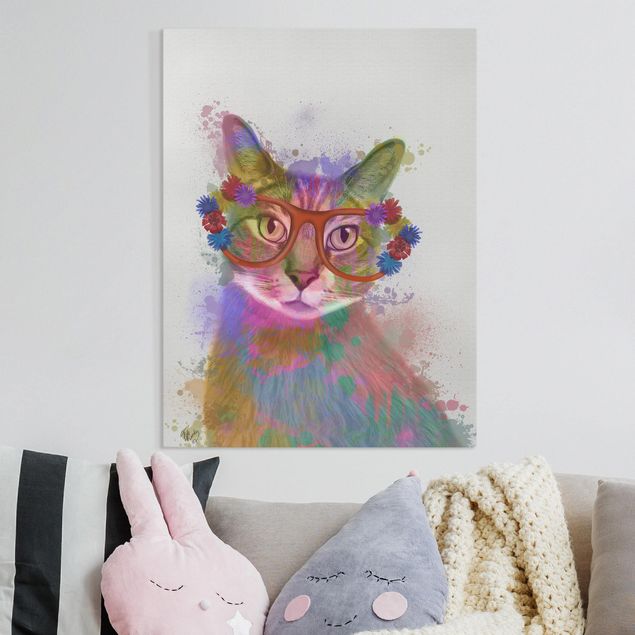 Lienzos de gatos Rainbow Splash Cat