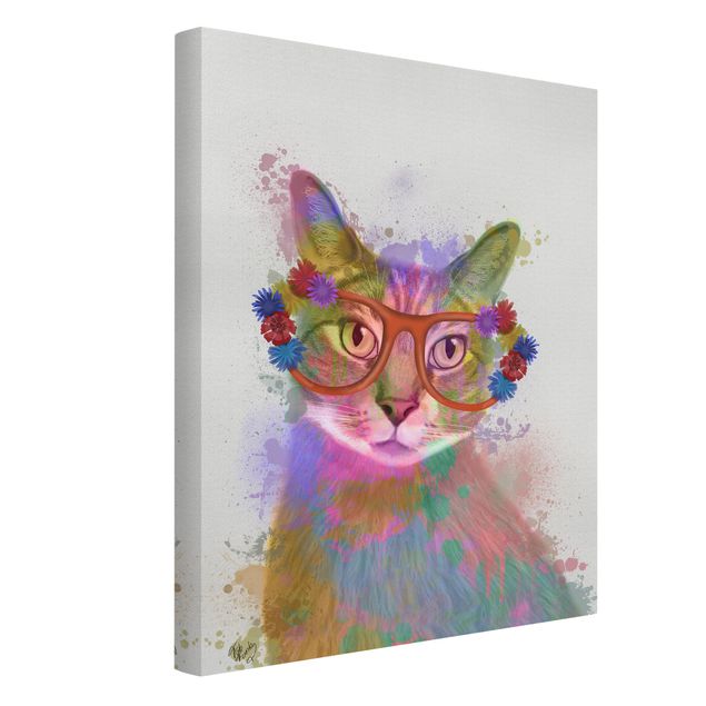 Lienzos animal Rainbow Splash Cat