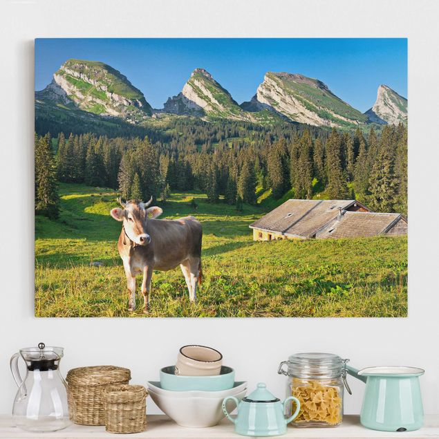 Decoración en la cocina Swiss Alpine Meadow With Cow