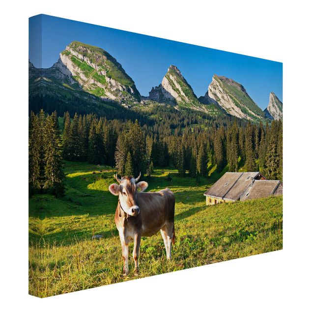 Cuadros de árboles para salón Swiss Alpine Meadow With Cow