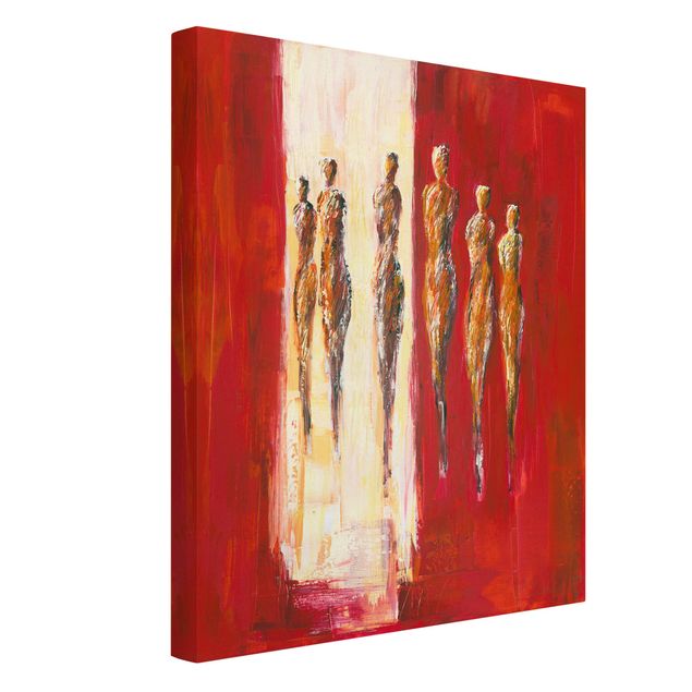 Lienzo abstracto grande Six Figures In Red