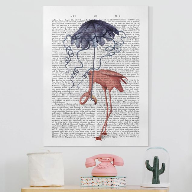 Decoración de cocinas Animal Reading - Flamingo With Umbrella