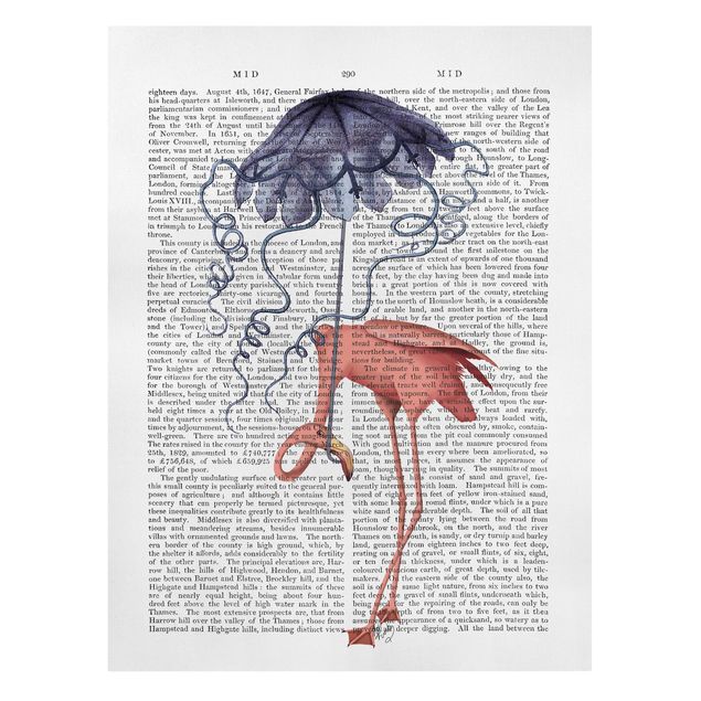 Cuadros con frases Animal Reading - Flamingo With Umbrella