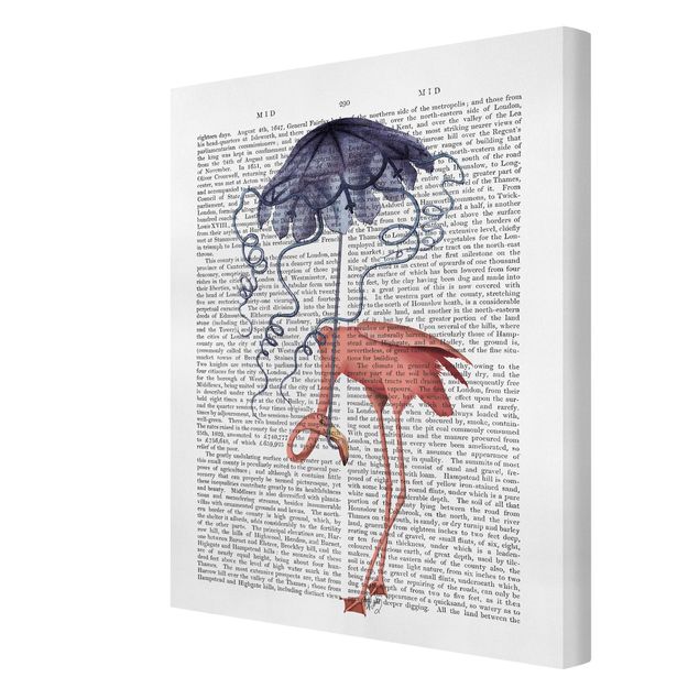 Cuadros naranjas Animal Reading - Flamingo With Umbrella