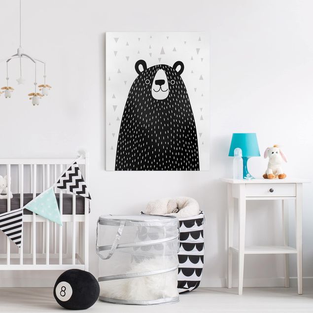 Lienzos en blanco y negro Zoo With Patterns - Bear